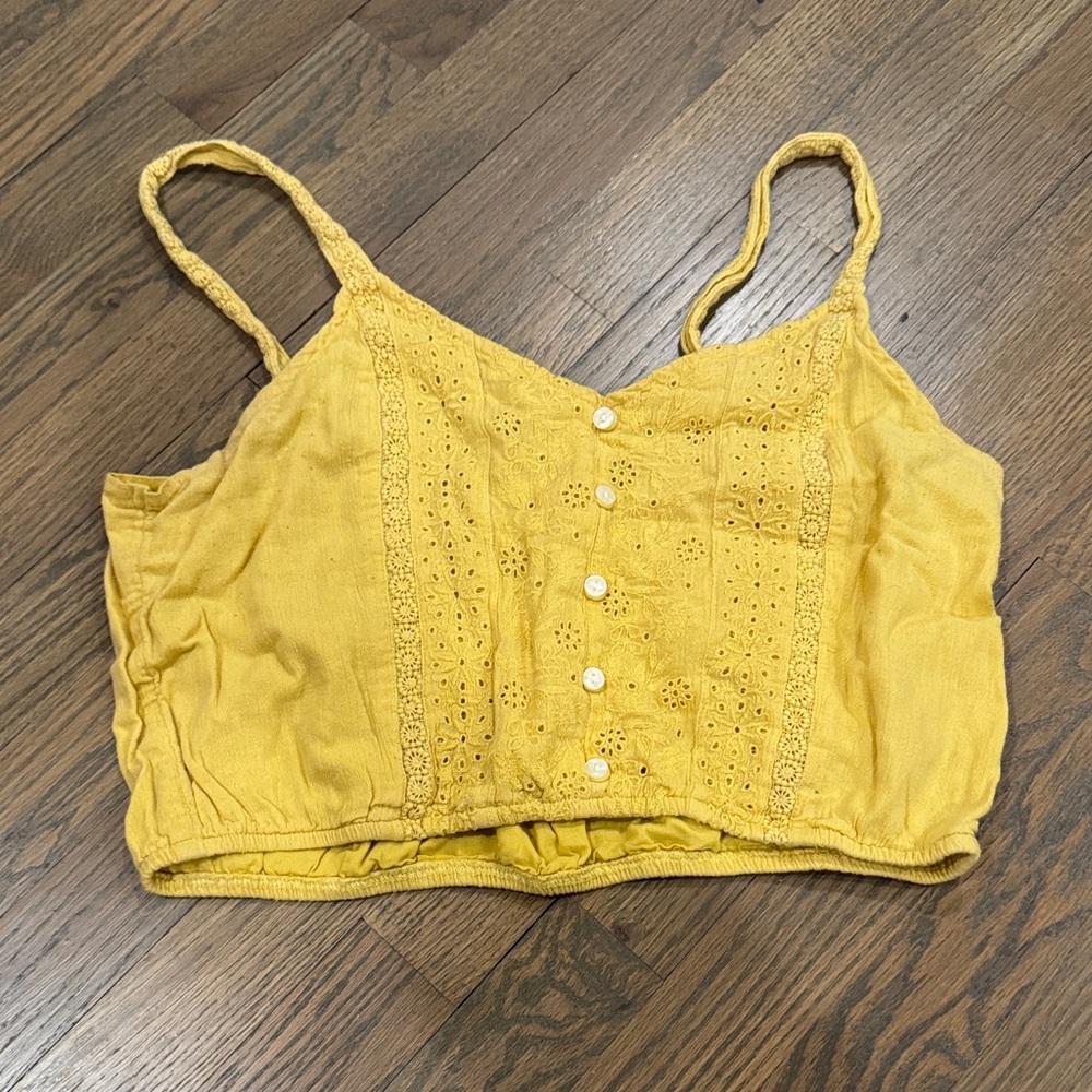 American Eagle Outfitters Yellow Eyelet Crop Top